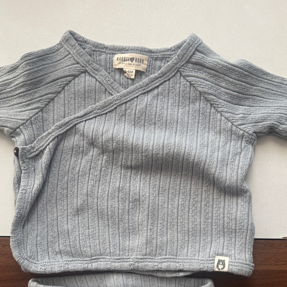 Gray Ribbed Baby One Piece Set - Picture 2 of 8